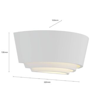 Nástenná lampa Azriel/biela/polkruh/3 stupne/sadra