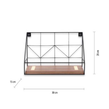Nástenná svetelná tabuľa LED s drevenou poličkou, 30x15cm