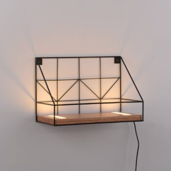 Nástenná svetelná tabuľa LED s drevenou poličkou, 30x15cm