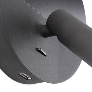 Nástenné LED Duas, USB nabíjacia zásuvka, čierna