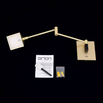 Nástenné LED svetlo Boston zásuvka USB, mosadzná