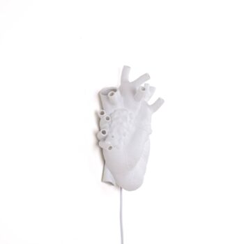 Nástenné LED svetlo Heart Lamp z porcelánu, biela