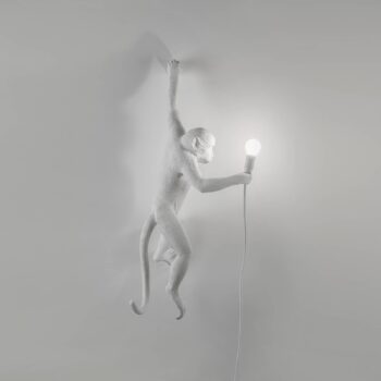 Nástenné LED svetlo Monkey Lamp, biela, vľavo