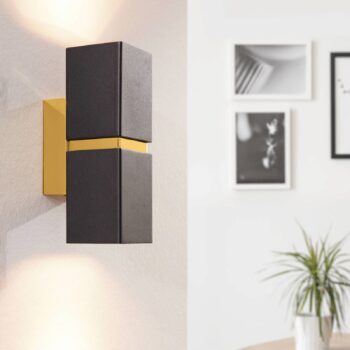 Nástenné LED svetlo Passa 2-plameňové čierno-zlaté