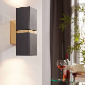 Nástenné LED svetlo Passa 2-plameňové čierno-zlaté