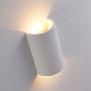 Nástenné LED svietidlo Lindby Jenke, výška 16 cm, biela farba, omietka