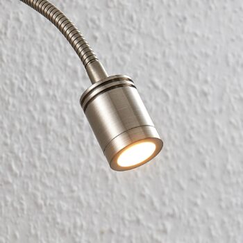 Nástenné LED svietidlo Lindby Legera, 11 cm, niklová farba, ohybné rameno