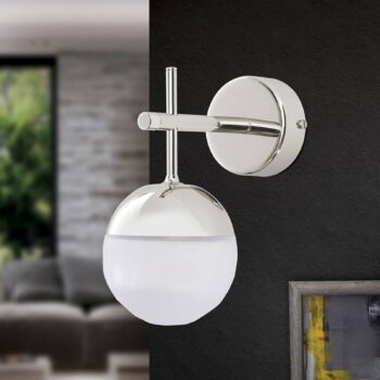 Nástenné LED svietidlo Lopta, 1-pl., nikel nahor