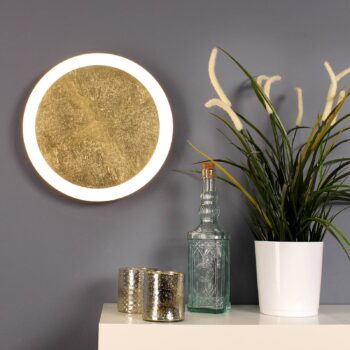 Nástenné LED svietidlo Moon Ø 30 cm, zlaté