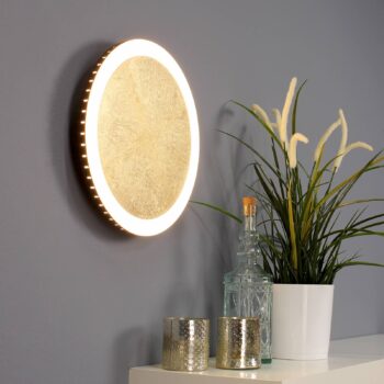 Nástenné LED svietidlo Moon Ø 30 cm, zlaté