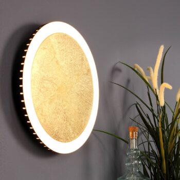 Nástenné LED svietidlo Moon Ø 30 cm, zlaté