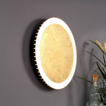 Nástenné LED svietidlo Moon Ø 40 cm, zlaté
