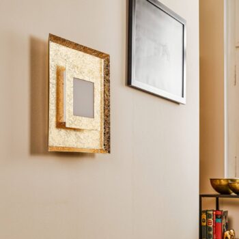 Nástenné LED svietidlo Window, 39 x 39 cm, zlaté