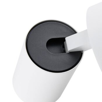 Nástenné bodové svietidlo CAN TILT, biele, Ø 10 cm, kov, vypínač, USB
