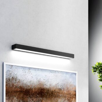 Nástenné kúpeľňové svietidlo Vola LED, IP44, čierna farba, 4 000 K, šírka 80 cm