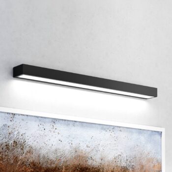 Nástenné kúpeľňové svietidlo Vola LED, IP44, čierna farba, 4 000 K, šírka 80 cm