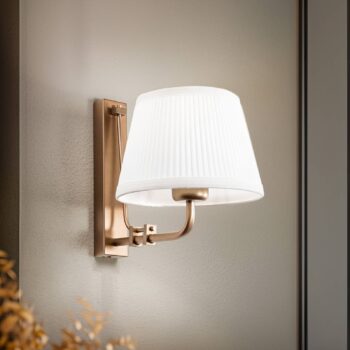 Nástenné svetlo Atro, starozlaté s bielym tienidlom na lampu