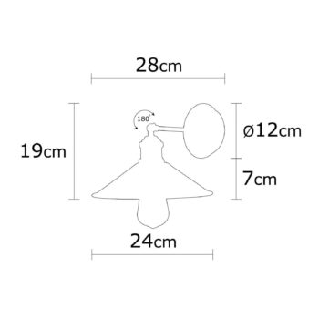 Nástenné svetlo Berceste N-663, čierna/meď, železo, Ø 24 cm