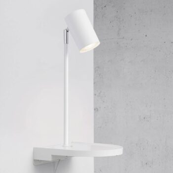 Nástenné svetlo Cody odkladací priestor USB, biela