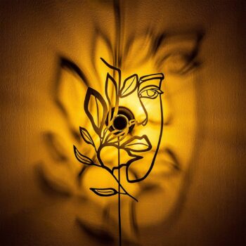 Nástenné svetlo Flower Faced, čierne, kov, 54 x 34 cm, zástrčka