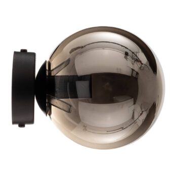 Nástenné svetlo Glassy, čierne, grafitové, sklo, E14, Ø 14 cm