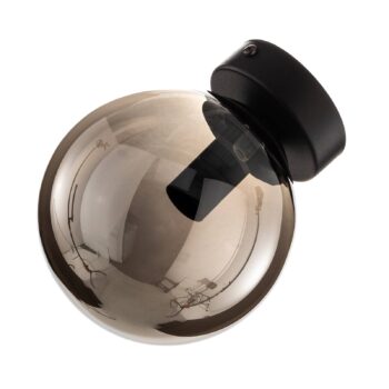 Nástenné svetlo Glassy, čierne, grafitové, sklo, E14, Ø 14 cm
