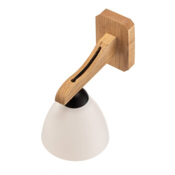 Nástenné svetlo Haro so skleneným tienidlom, dub/biela