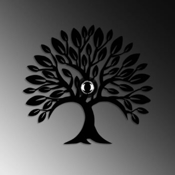 Nástenné svetlo Heart Tree V2, čierne, kovové, zástrčka, vypínač