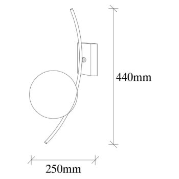 Nástenné svetlo Hilal 3821, čierne, opálové sklo, výška 44 cm