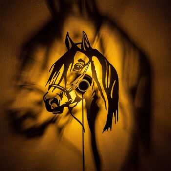 Nástenné svetlo Horse, čierne, kov, 57 x 41 cm, zástrčkový kábel