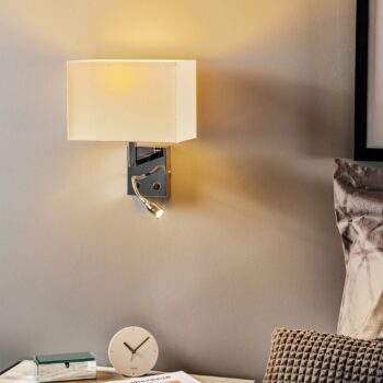 Nástenné svetlo Hotel LED, biela, textil, 2-pl., LED lampa na citanie