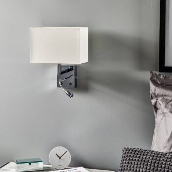 Nástenné svetlo Hotel LED, biela, textil, 2-pl., LED lampa na citanie