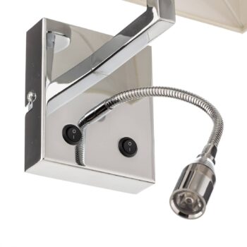 Nástenné svetlo Hotel LED, biela, textil, 2-pl., LED lampa na citanie