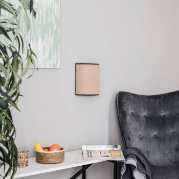 Nástenné svetlo Jute&black, prírodná hnedá, polkruhové