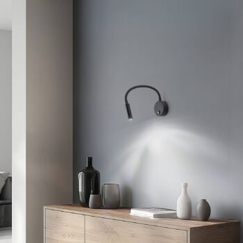 Nástenné svetlo Lagos, 45 cm, čierne, lampa na čítanie, nastaviteľné, G9