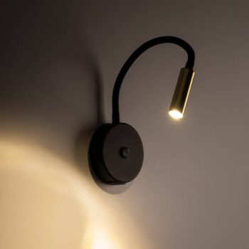 Nástenné svetlo Lagos USB, čierna/zlatá, 27 cm, lampa na čítanie, G9