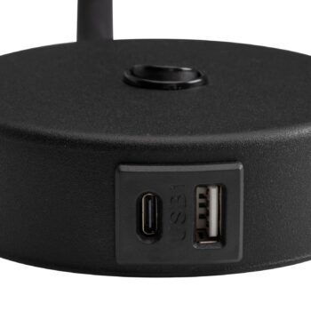 Nástenné svetlo Lagos USB, čierna/zlatá, 27 cm, lampa na čítanie, G9