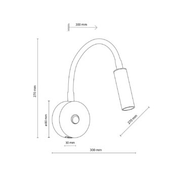 Nástenné svetlo Lagos USB, čierna/zlatá, 27 cm, lampa na čítanie, G9