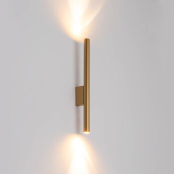 Nástenné svetlo Laser, zlatá farba, kov, výška 40 cm, G9