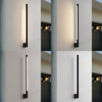 Nástenné svetlo Lindby LED Neano, 80 cm, čierne, kov, IP54
