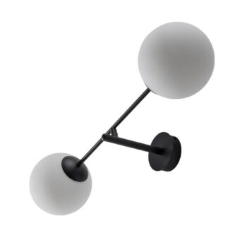 Nástenné svetlo Linear, čierne/opálové, 2-plameňové