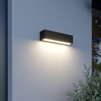 Nástenné svetlo Lucande LED Lengo, 25 cm, antracitová, dole, 3000K