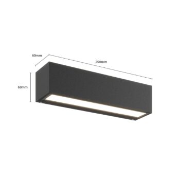 Nástenné svetlo Lucande LED Lengo, 25 cm, antracitová, dole, 3000K