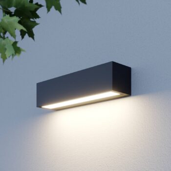 Nástenné svetlo Lucande LED Lengo, 25 cm, antracitová, dole, 3000K