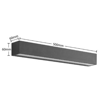 Nástenné svetlo Lucande LED Lengo, 50 cm, antracitová farba, dole, 3 000 K