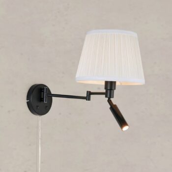 Nástenné svetlo Pivot, prírodná biela/čierna, výška 43 cm, 2-pl.