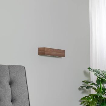 Nástenné svetlo Platani, orechové drevo, šírka 42 cm, up/down