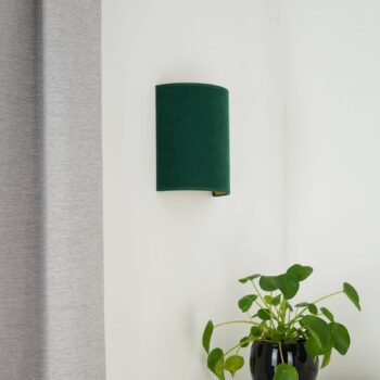 Nástenné svetlo Semi Circle, zamat, tmavo zelená, E27