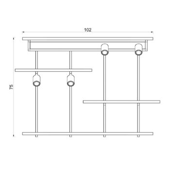 Nástenné svetlo Shelf, čierne, šírka 102 cm, drevo, 4-pl.
