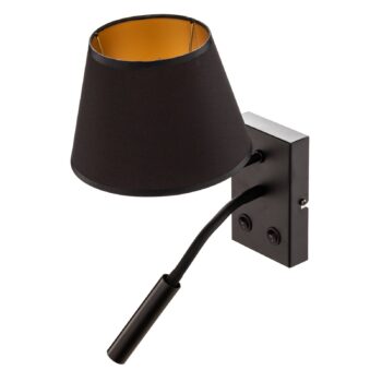 Nástenné svetlo Soho, kužeľové, lampa na citanie čierna/zlatá